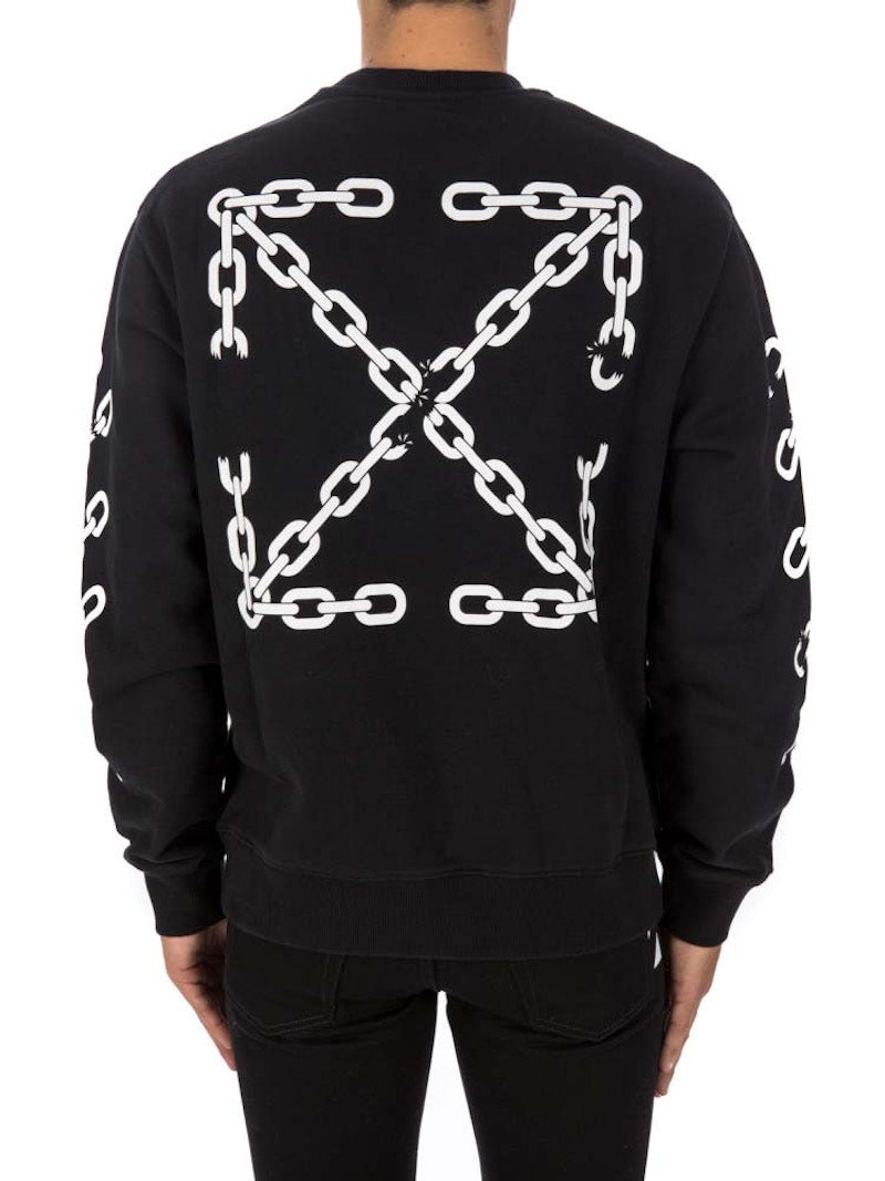OFF-WHITE Chain ARR Slim Crewneck Black/White