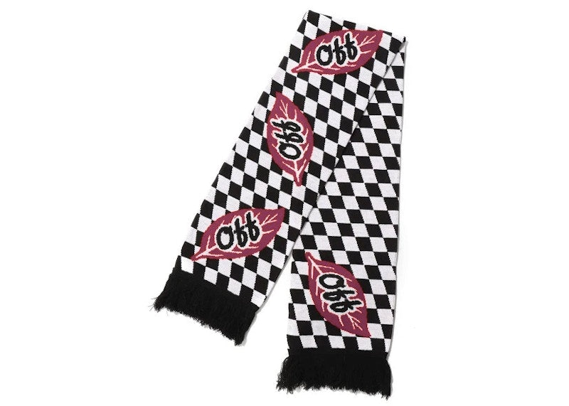OFF-WHITE Checker Leaf Scarf Black White