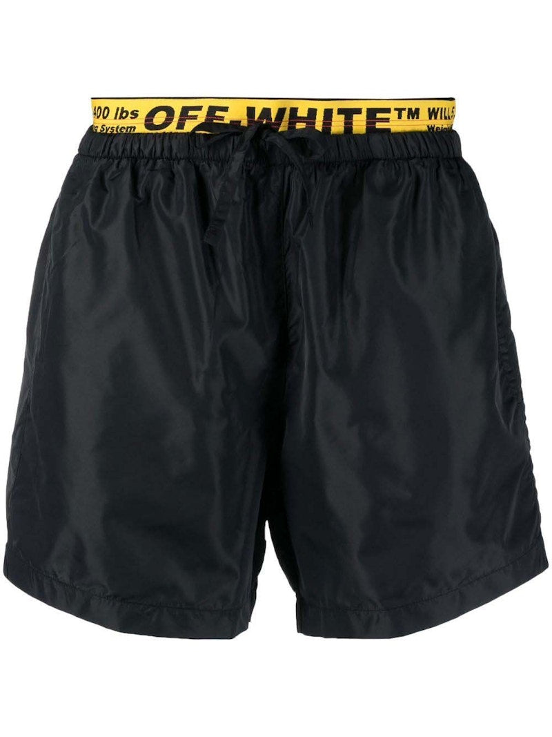OFF-WHITE Classic Industrial Logo Trim Swimshort Black