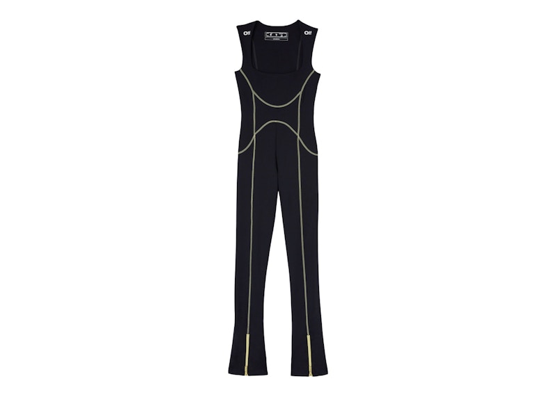 OFF-WHITE Contrast Stitch S/L Jumpsuit Black/White