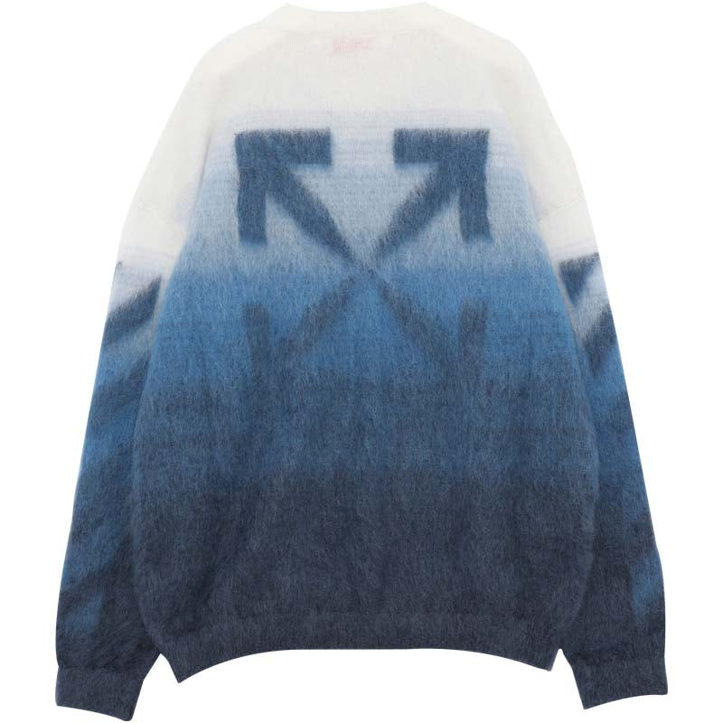 OFF-WHITE Diag Arrow Brushed Knit Crewneck Dusty Blue