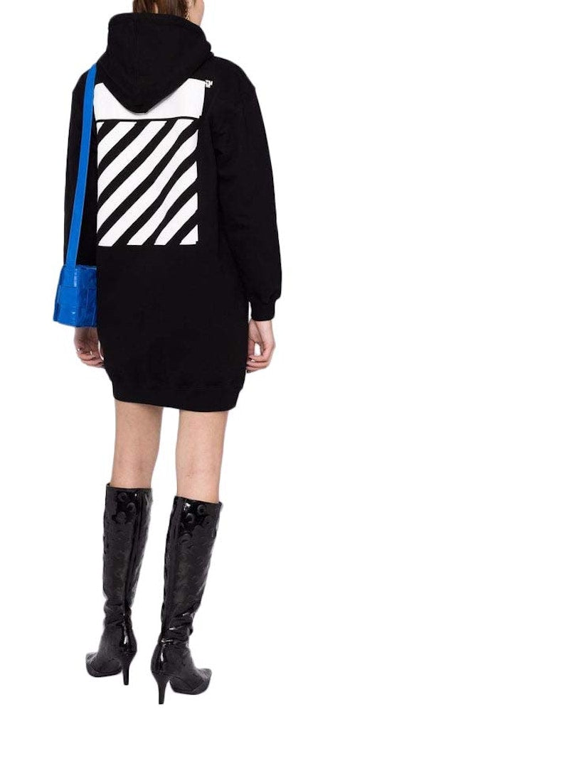 OFF-WHITE Diag Hoodie Sweatshirt Dress Black/White