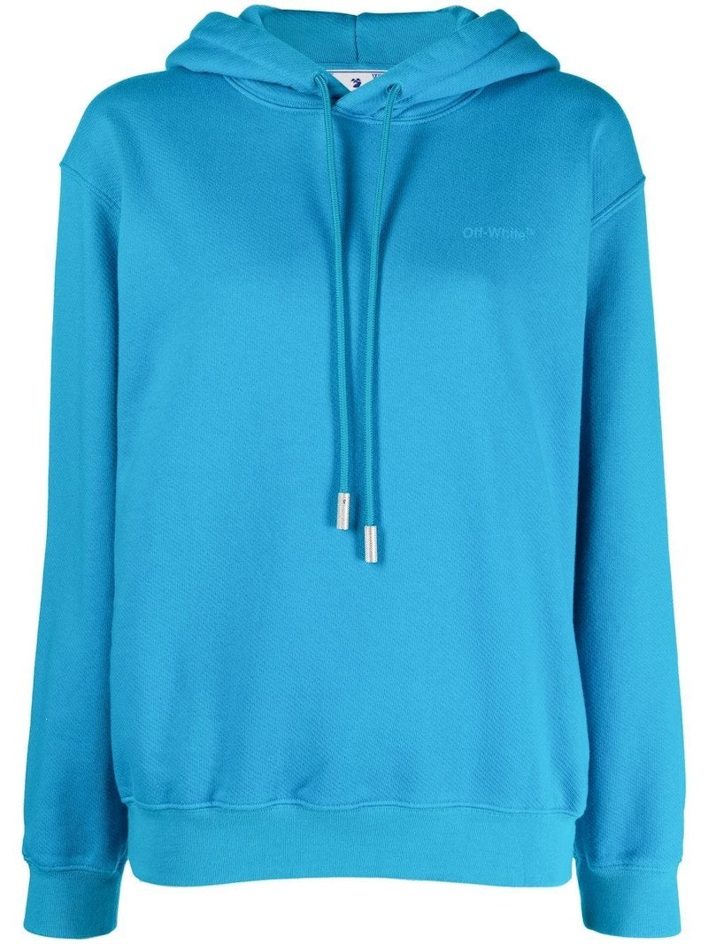 OFF-WHITE Diagonal-Stripe Drawstring Hoodie Blue