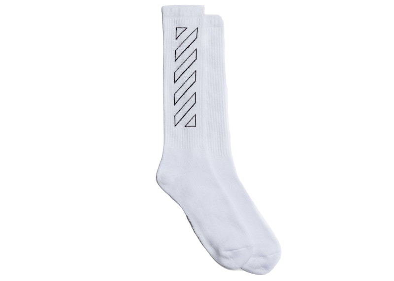 OFF-WHITE Diagonals Mid Socks White/Black Outline