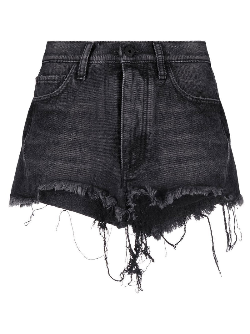 OFF-WHITE Distressed Denim Shorts Black