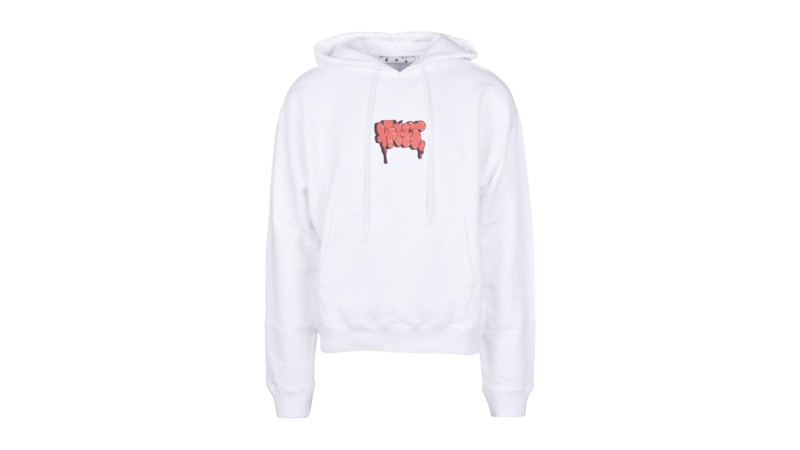 OFF-WHITE Graffiti Paint Logo Hoodie White