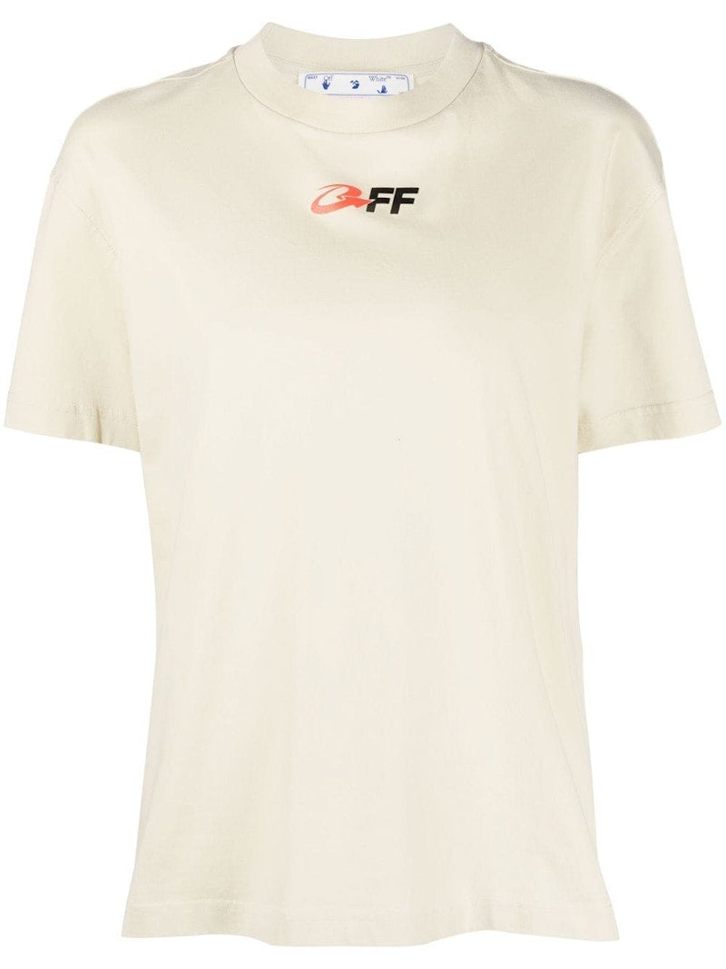 OFF-WHITE Graphic-Print Cotton T-Shirt Beige/Black
