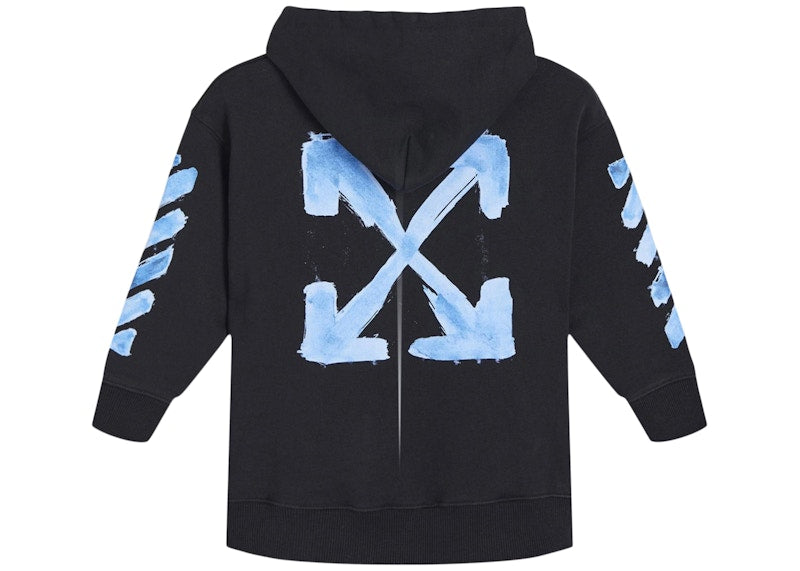 OFF-WHITE Kids Script Logo Hoodie Black/Blue