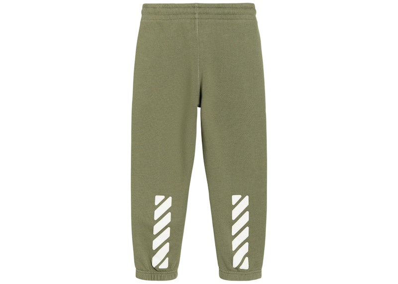 OFF-WHITE Kids Stamp Sweatpants Military Green/Pink