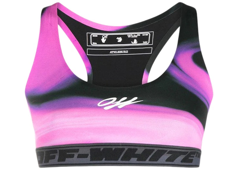 OFF-WHITE Liquid Melt Logo-Print Sports Bra Pink/Purple/Black