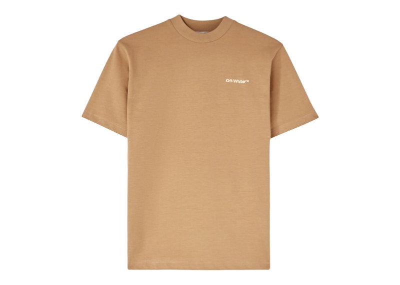 OFF-WHITE Logo-Embroidered Cotton T-Shirt Light Brown