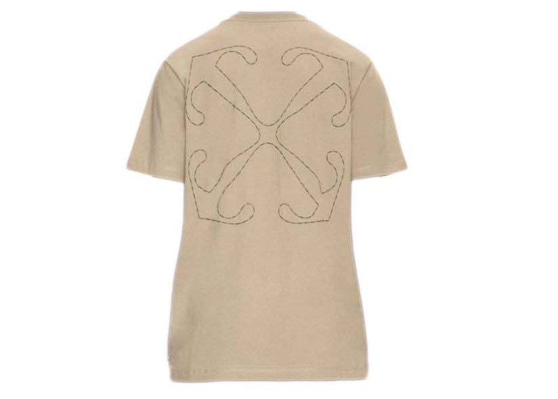 OFF-WHITE Logo-Embroidered Cotton T-shirt Sand Beige