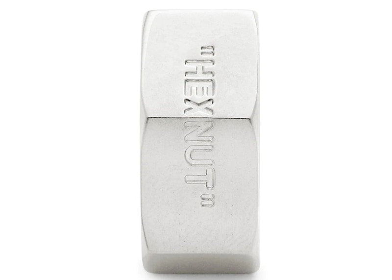 OFF-WHITE Logo Hex Nut Ring Silver