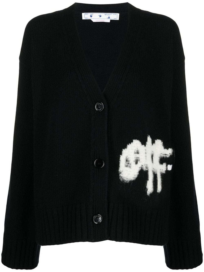 OFF-WHITE Logo Intarsia Cardigan Black/Multi