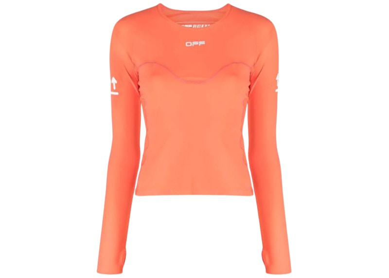OFF-WHITE Logo-Print Performance Top Orange