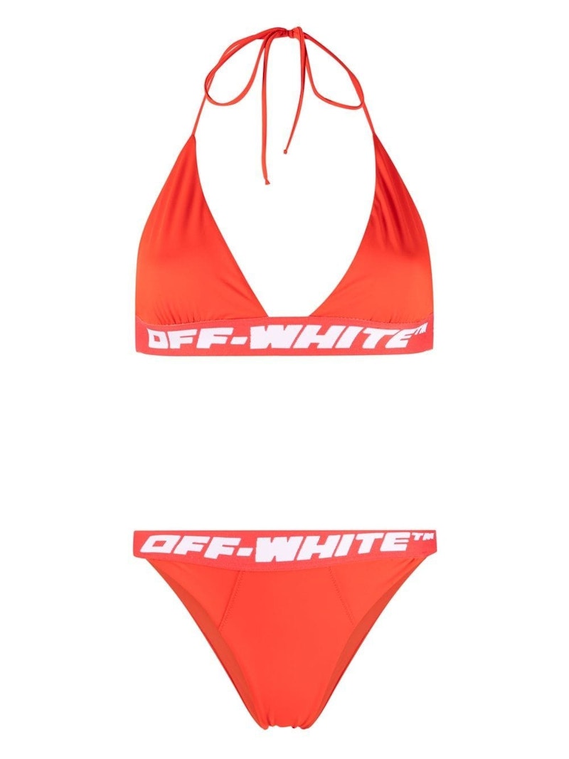 OFF-WHITE Logo-Tape Bikini Set Red
