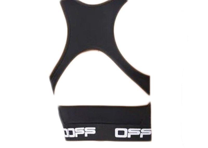 OFF-WHITE Logo-Tape Cropped Performance Top Black/White