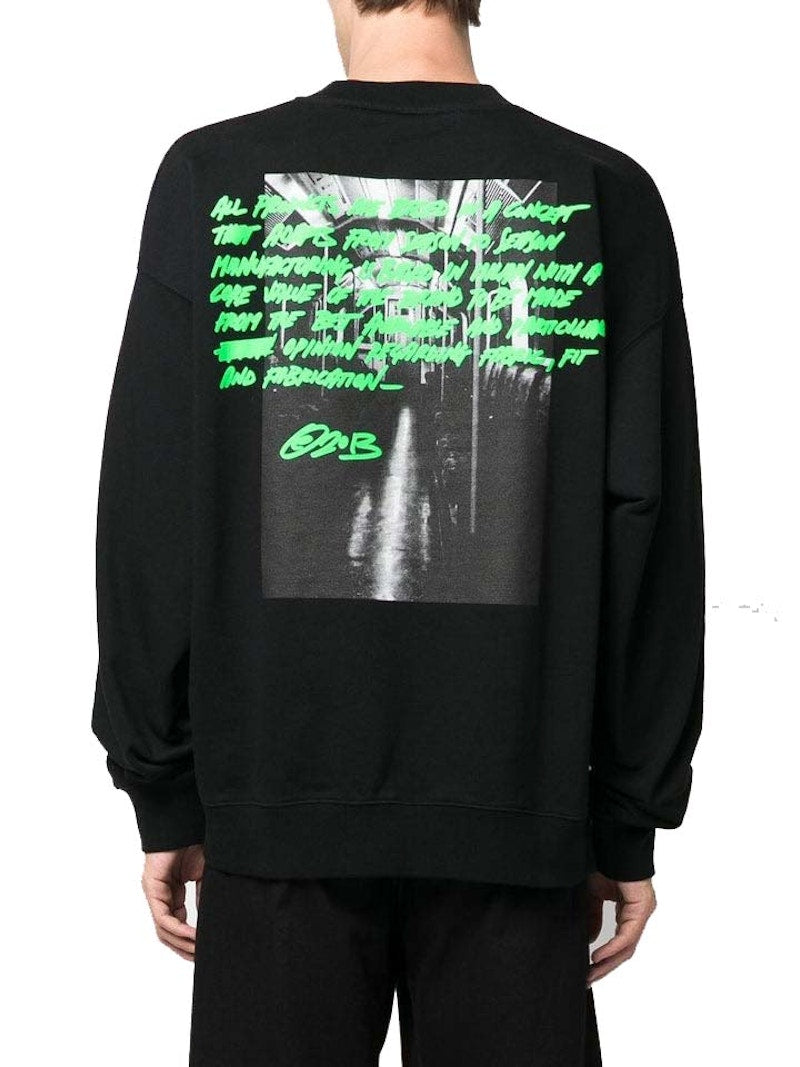 OFF-WHITE Metro Type Skate Crewneck Black/Green