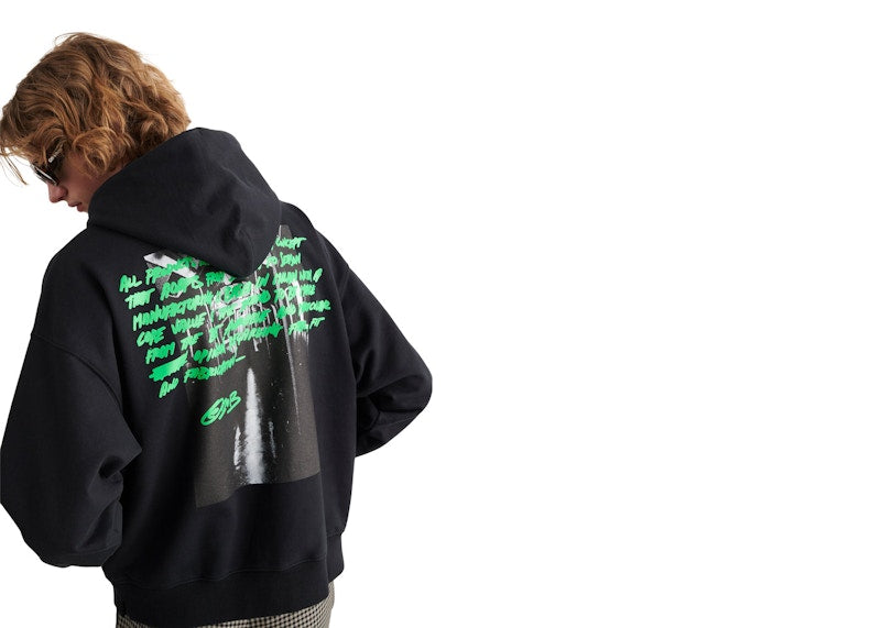 OFF-WHITE Metro Type Skate Hoodie Black/Green