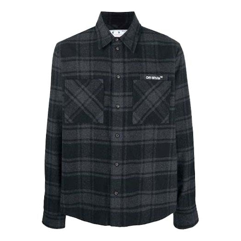 OFF-WHITE Outline ARR Flannel Shirt Grey/White