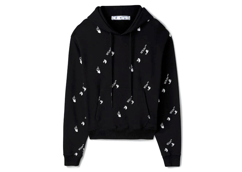 OFF-WHITE Oversized Fit Allover Logo Hoodie Black