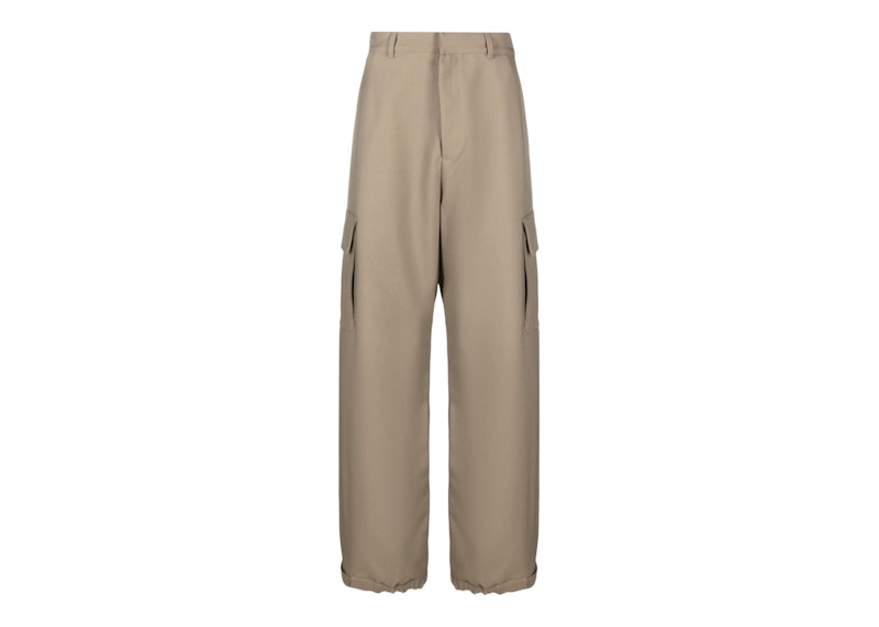 OFF-WHITE Ow Emb Drill Wide-Leg Cargo Trousers Almond Beige