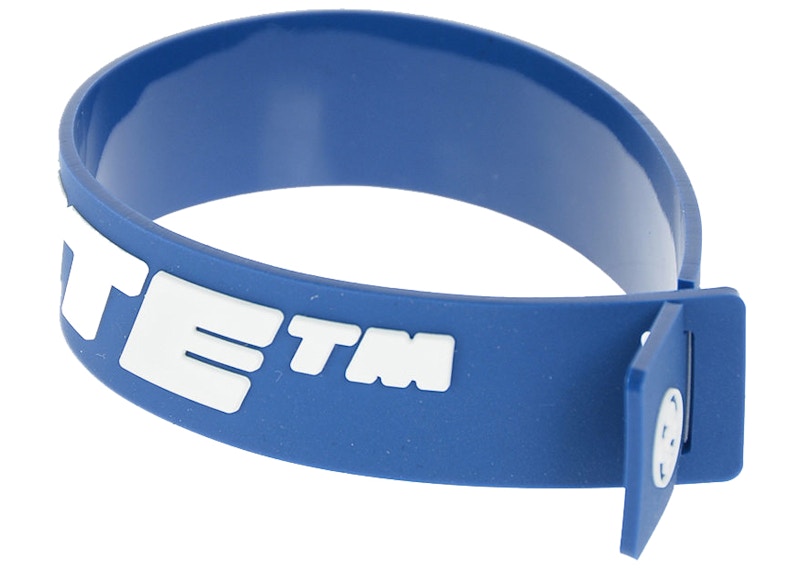 OFF-WHITE PVC 2.0 Embossed Logo Industrial Thin Bracelet Blue