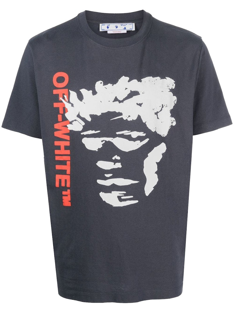OFF-WHITE Printed Logo T-shirt Navy Blue