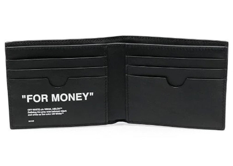 Off-White Quote "FOR MONEY" Bifold Wallet Black/White