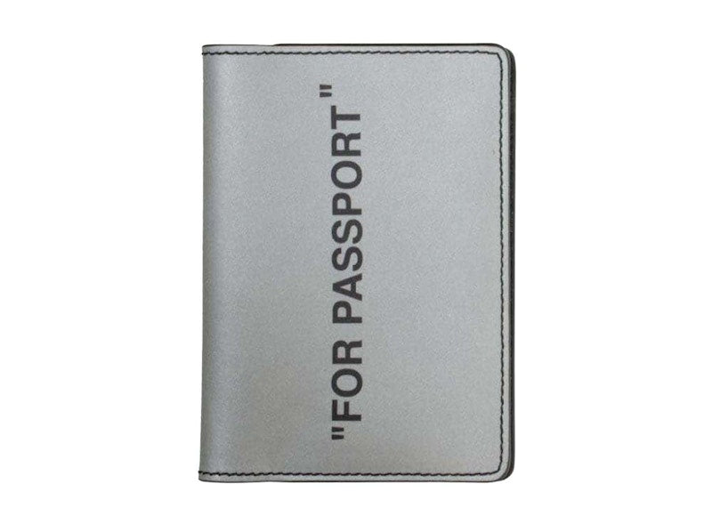 Off-White Quote "PASSPORT" Passport Wallet Silver