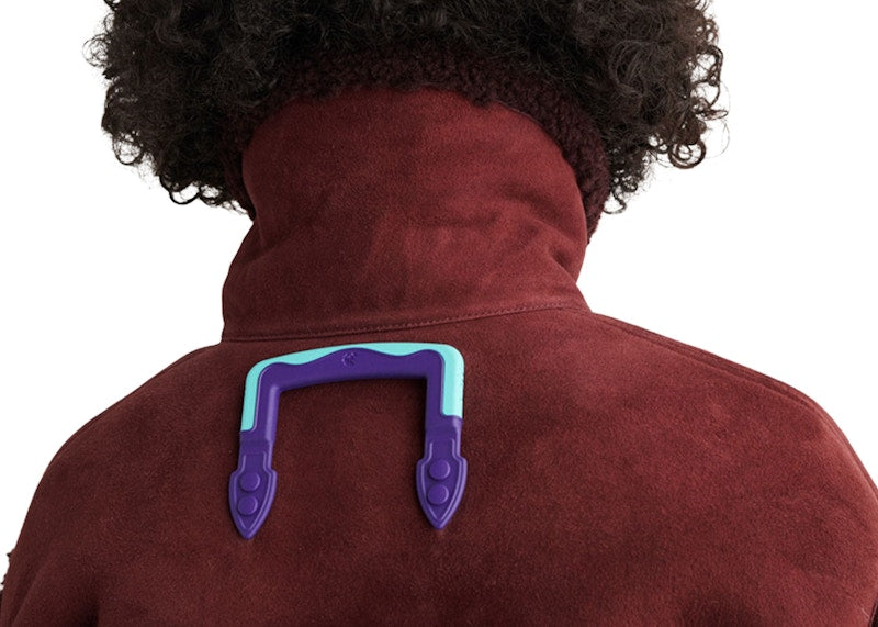 OFF-WHITE Shearling Crop Jacket Bordeaux/Brown