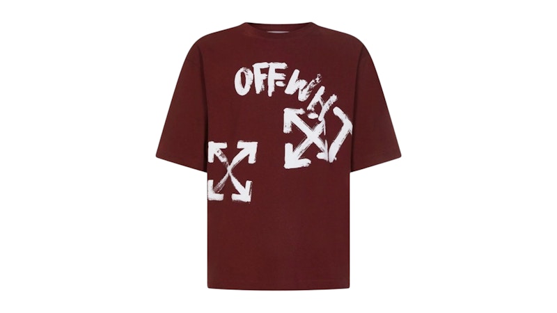 OFF-WHITE Skate Fit Paint Script T-Shirt Burgundy