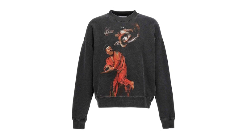 OFF-WHITE St. Matthew Design Skate Fit Washed Sweatshirt Black