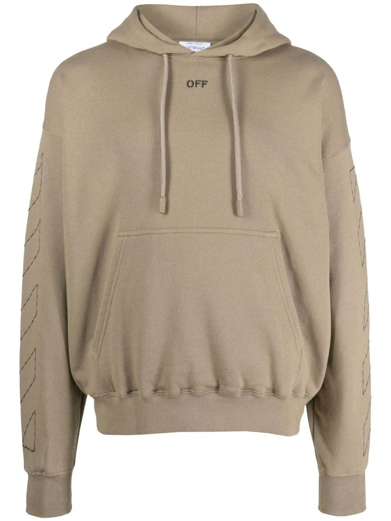 OFF-WHITE Stitch Skate Drawstring Hoodie Beige