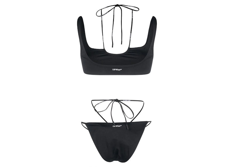 OFF-WHITE Women's Cross Coulisse Bikini Swimsuit Black/White