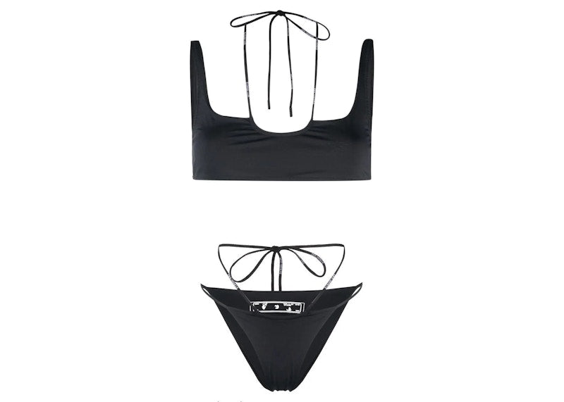 OFF-WHITE Women's Cross Coulisse Bikini Swimsuit Black/White
