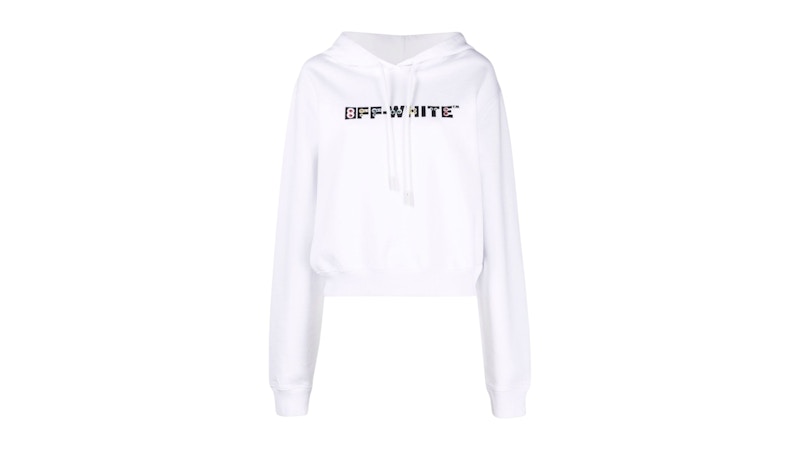 OFF-WHITE Women's Geometric Logo Cropped Hoodie White
