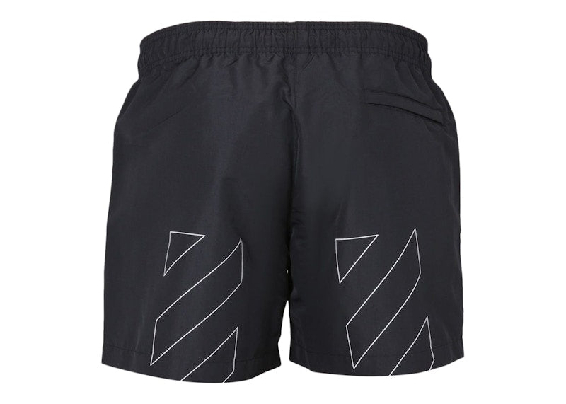 OFF-WHITE Diag Outline Swim Shorts Black/White