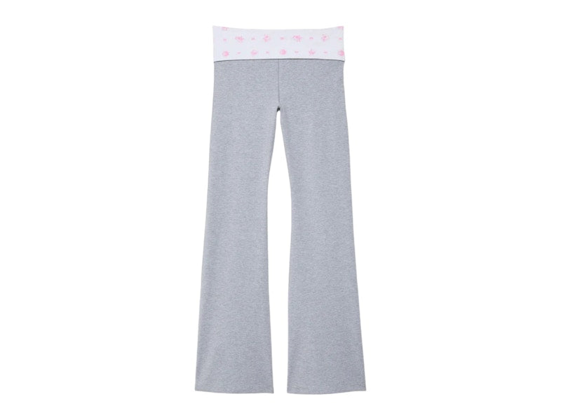 PINK x LoveShackFancy Cotton Foldover Flare Leggings Medium Heather Grey