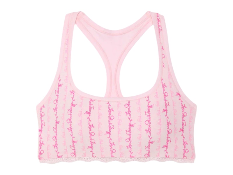 PINK x LoveShackFancy Cotton Racerback Bralette Logo Mania Pink