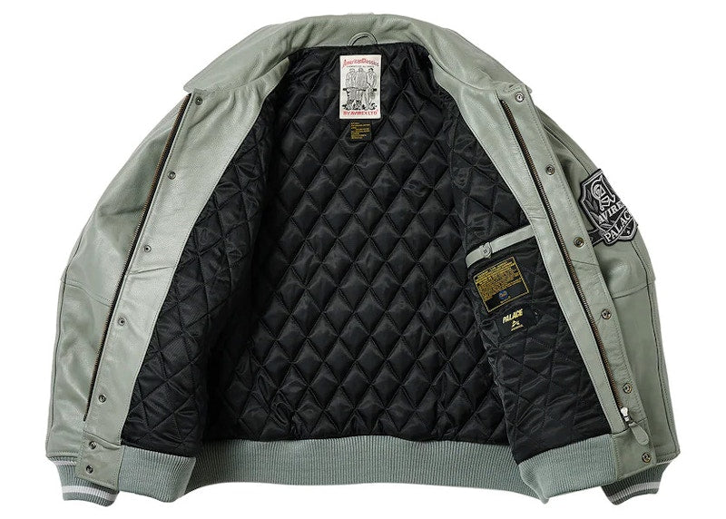 Palace Avirex Leather Jacket Grey