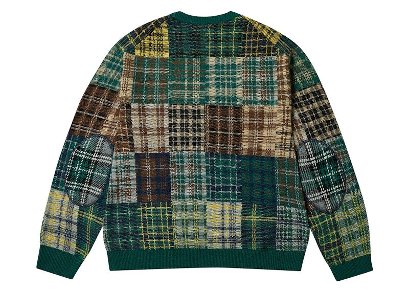 Palace x Beams Plus Crew Patchwork Jacquard Knit Green