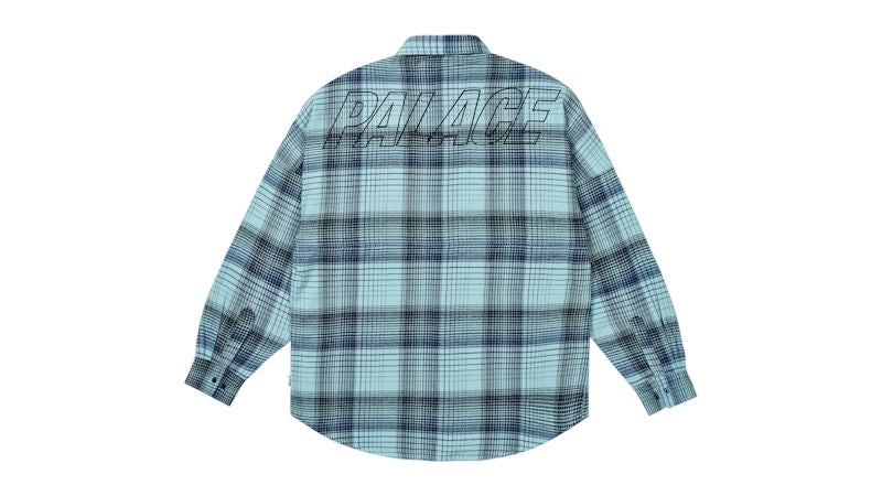Palace Brushed Flannel Drop Shoulder Shirt Blue