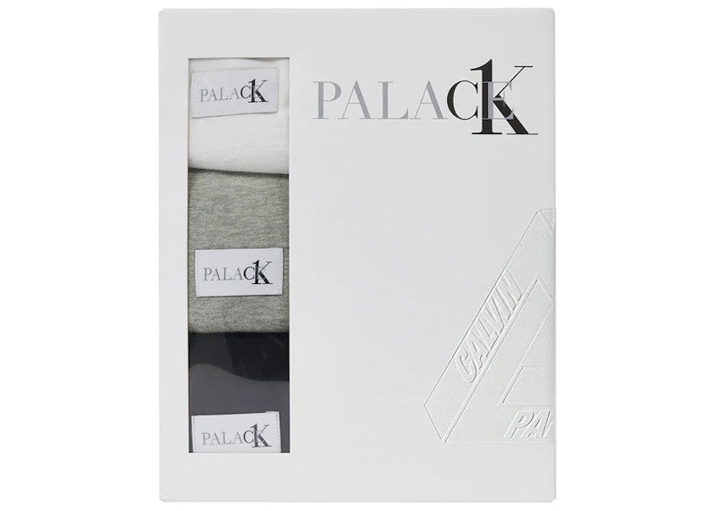 Palace CK1 Short Sleeve Crew Neck Tee (3 Pack) White/Light Grey Heather/Black