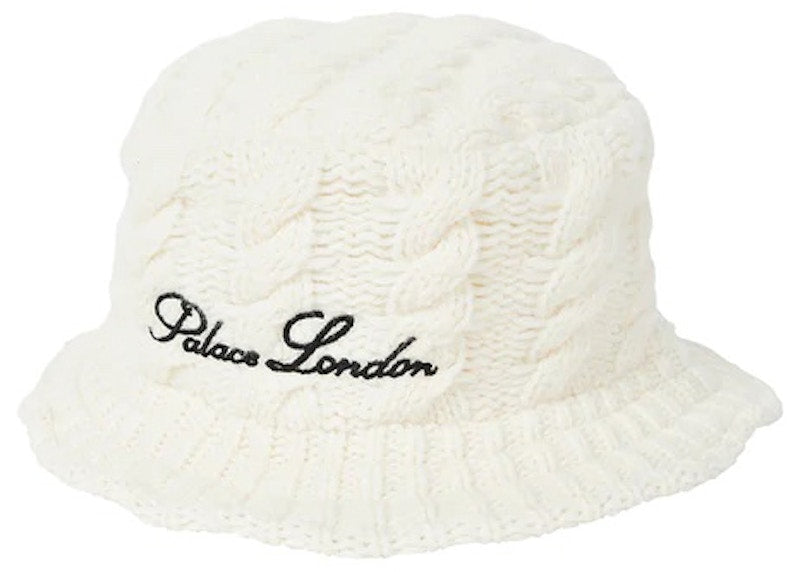 Palace Cable Knit Bucket Hat White