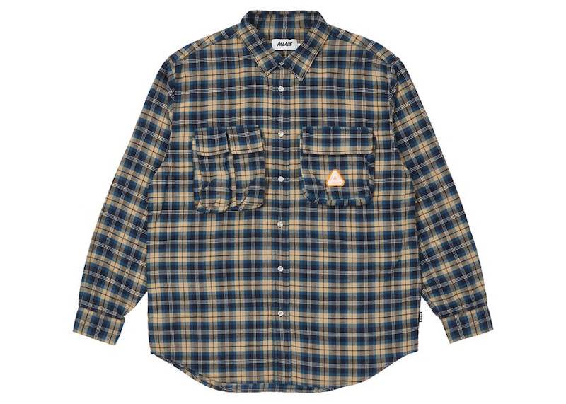 Palace Cargo Pocket Flannel Shirt Blue
