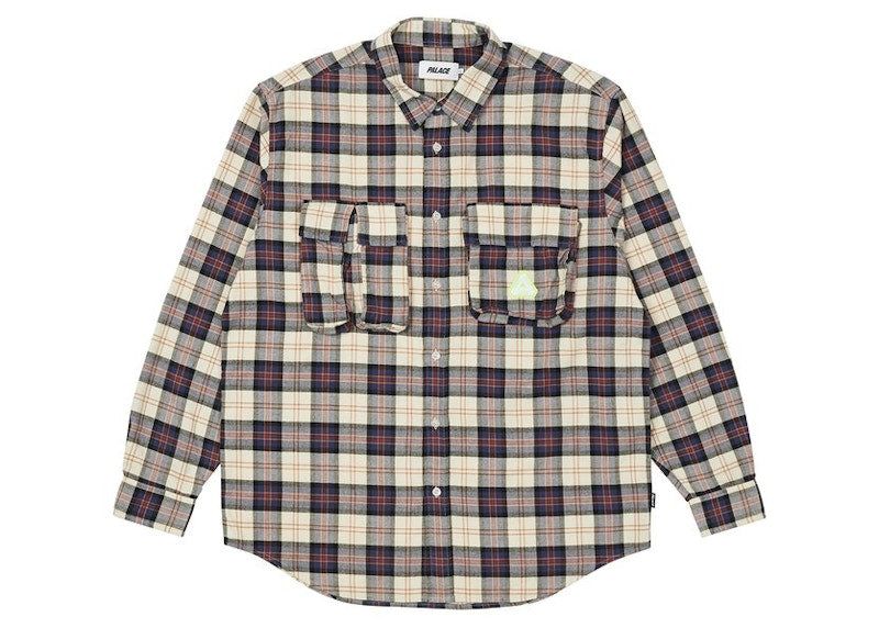 Palace Cargo Pocket Flannel Shirt Cream