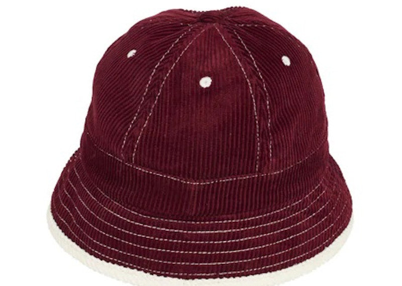 Palace Chain Stitch Bell Bucket Hat Burgundy