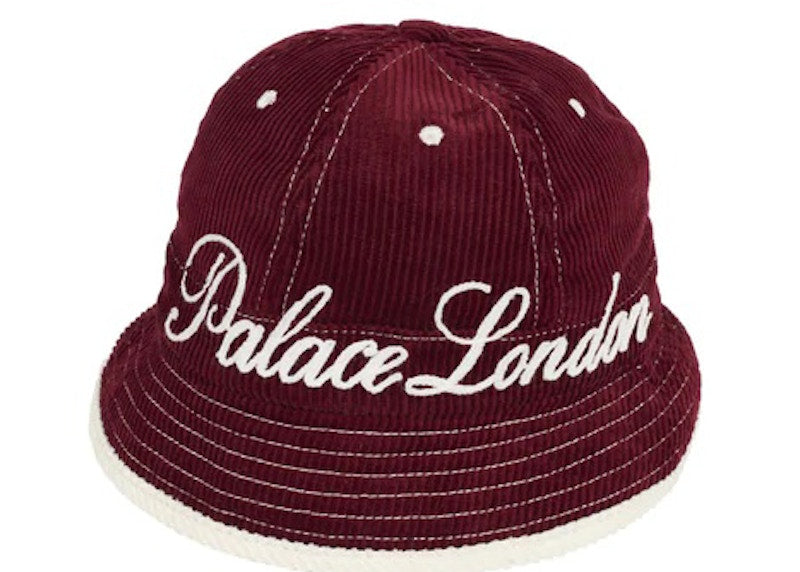 Palace Chain Stitch Bell Bucket Hat Burgundy
