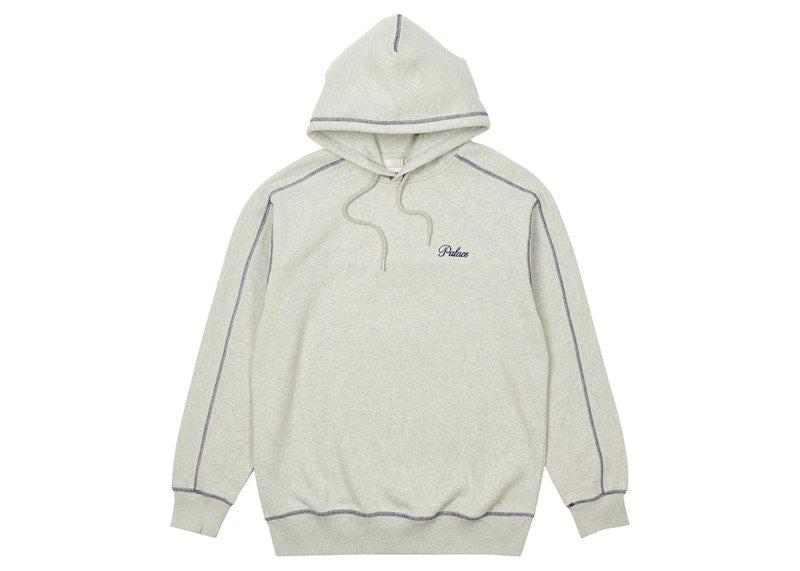 Palace Chain Stitch Hood Grey Marl